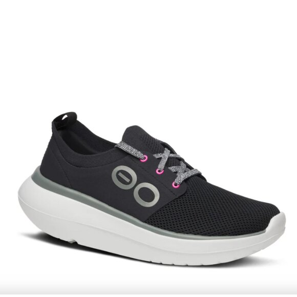 Oofos Oomy Stride Sneakers, Black White, Size 8 - Picture 1 of 10